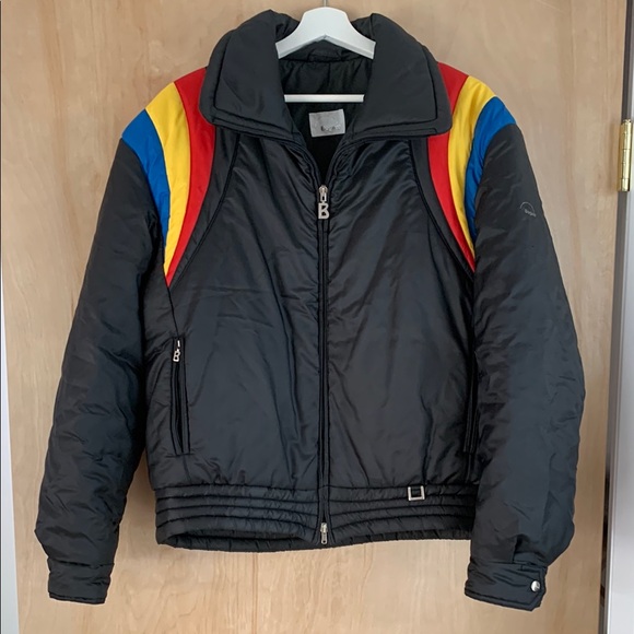 Bogner Black Jacket with Red Blue and Yellow Accents
